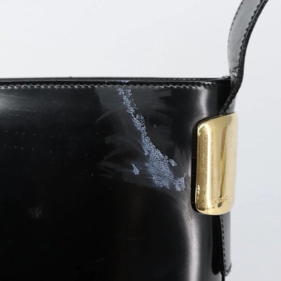 GUCCI Shoulder Bag Enamel Black Gold - Picture 10 of 16